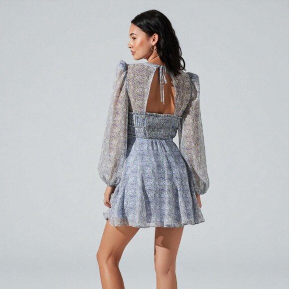 NWT ASTR Dianthus Mini Dress in Blue Daisy - Picture 6 of 9